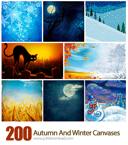 دانلود مجموعه بک گراندهای گرافیکی Canvases مناسب کلیه طراحان - Autumn And Winter Canvases