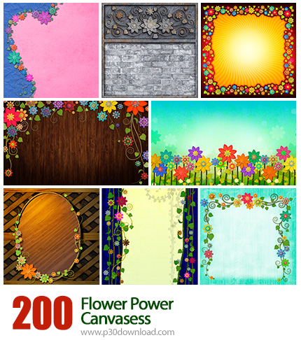 دانلود مجموعه بک گراندهای گرافیکی Canvases مناسب کلیه طراحان - Flower Power Canvasess