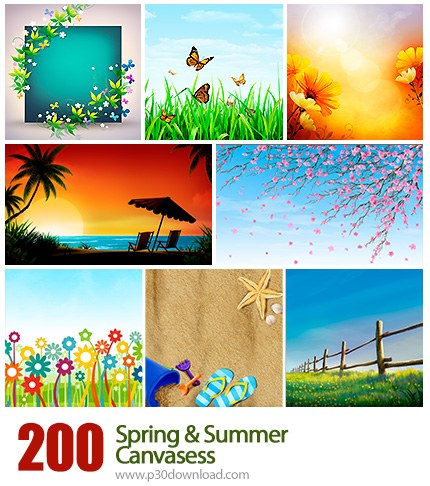 مجموعه بک گراندهای گرافیکی بهار و تابستان مناسب کلیه طراحان - Spring And Summer Canvases