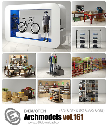 دانلود Archmodels Vol 161 - آرچ مدل 161: مدل های آماده سه بعدی وسایل فروشگاه مثل قفسه لباس، ویترین و