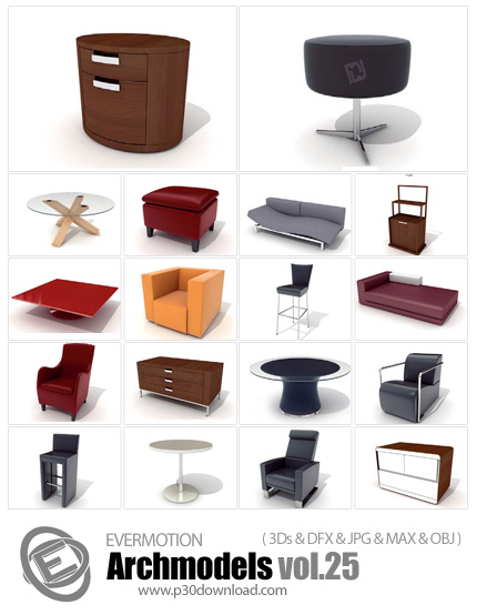 دانلود Archmodels Vol 25 - آرچ مدل 25: مدل های آماده سه بعدی وسایل مدرن منزل شامل مبل، میز، صندلی و 