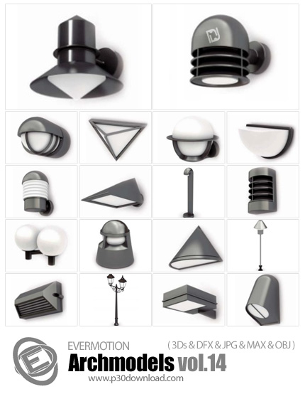 دانلود Archmodels Vol 14 - آرچ مدل 14: مدل های آماده سه بعدی چراغ برق، دیوارکوب، لامپ، لوستر و  ...