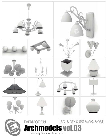 دانلود Archmodels Vol 03 - آرچ مدل 03: مدل های آماده سه بعدی شیک لامپ و لوستر و آباژور و ... 