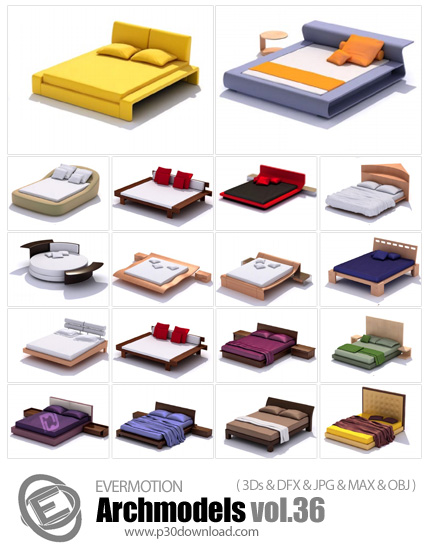 دانلود Archmodels Vol 36 - آرچ مدل 36: مدل های آماده سه بعدی تخت خواب و لوازم جانبی و ...