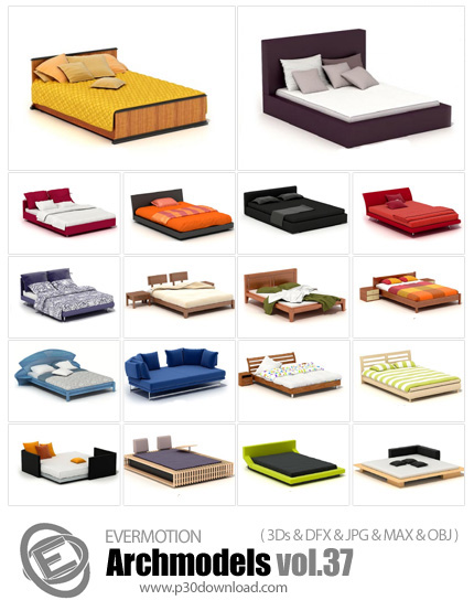 دانلود Archmodels Vol 37 - آرچ مدل 37: مدل های آماده سه بعدی تخت خواب و لوازم جانبی و ...