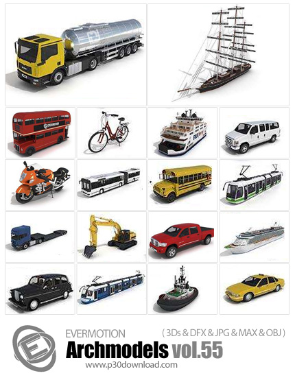 دانلود Archmodels Vol 55 - آرچ مدل 55: مدل های آماده سه بعدی وسایل نقلیه، خیابان، کشتی و ...