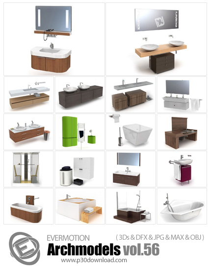 دانلود Archmodels Vol 56 - آرچ مدل 56: مدل های آماده سه بعدی تجهیزات حمام و دستشویی و ...