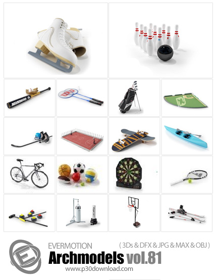 دانلود Archmodels Vol 81 - آرچ مدل 81: مدل های آماده سه بعدی وسایل ورزشی و زمین فوتبال و بسکتبال و چ