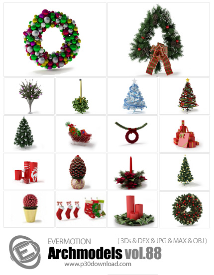 دانلود Archmodels Vol 88 - آرچ مدل 88: مدل های آماده سه بعدی وسایل کریسمس مانند درخت کریسمس و هدیه ه