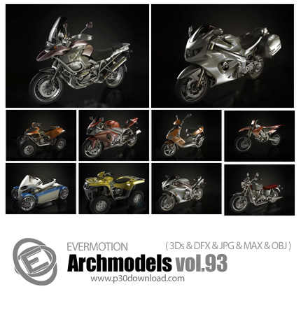 دانلود Archmodels Vol 93 - آرچ مدل 93: مدل های آماده سه بعدی موتور سیکلت با رنگ و نوع مختلف و ...