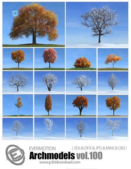 دانلود Archmodels Vol 100 - آرچ مدل 100: مدل های آماده سه بعدی درخت پاییزی و زمستانی و ... 