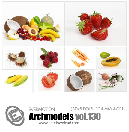 دانلود Archmodels Vol 130 - آرچ مدل 130: مدل های آماده سه بعدی میوه و سبزیجات و ... 
