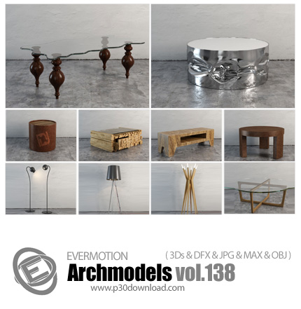 دانلود Archmodels Vol 138 - آرچ مدل 138: مدل های آماده سه بعدی میز و چراغ خواب و .. 