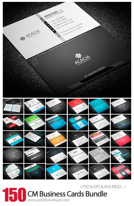 دانلود 150 تصویر لایه باز کارت ویزیت متنوع - CM 150 Business Cards Bundle