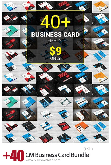 دانلود بیش از 40 تصویر لایه باز کارت ویزیت های متنوع - CM 40+ Business Card Bundle