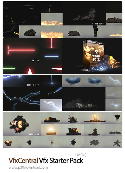  دانلود VfxCentral Vfx Starter Pack - مجموعه جلوه های ویژه سینمایی شامل انفجار، لیزر، نور و گرد و غب