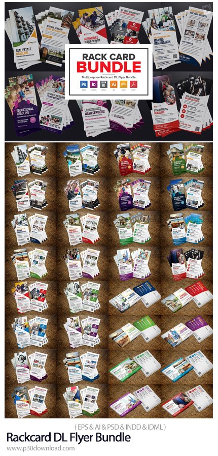دانلود Rackcard DL Flyer Bundle - مجموعه فلایر و کارت ویزیت های تجاری متنوع
