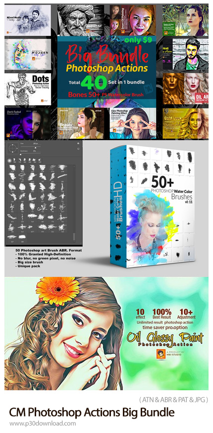 دانلود CreativeMarket Photoshop Actions Big Bundle - مجموعه اکشن فتوشاپ با افکت های متنوع به همراه 5