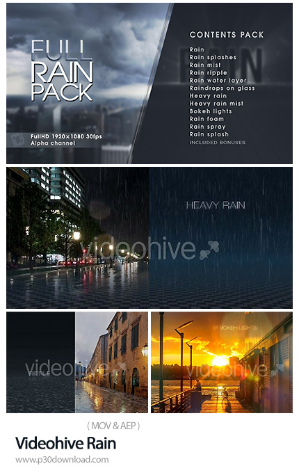 دانلود Videohive Rain - مجموعه افکت های ویدئویی باران از ویدئوهایو