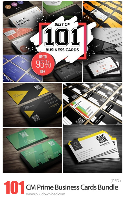 دانلود CM Best 101 Prime Business Cards Bundle - 101 کارت ویزیت لایه باز دورو با طرح های متنوع