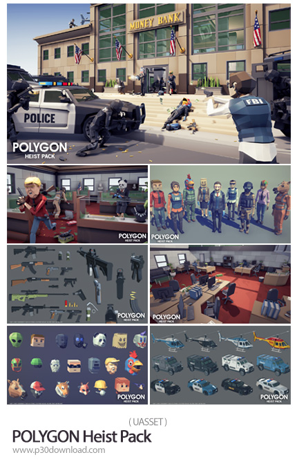 دانلود POLYGON Heist Pack - طرح های پلیگان سه بعدی برای ساخت بازی ها و انیمیشن جنگی