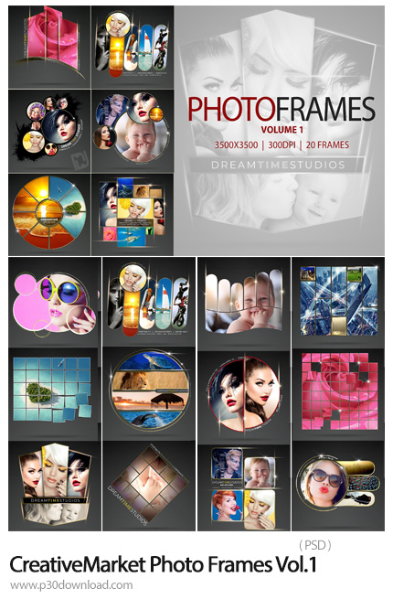 دانلود CreativeMarket Photo Frames Vol.1 - 20 فریم لایه باز عکس با طرح های فانتزی متنوع