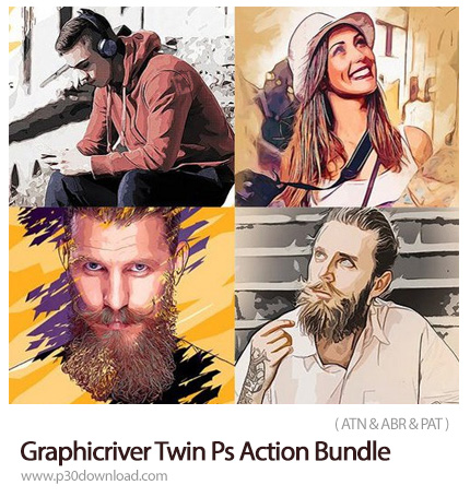دانلود Graphicriver Twin Photoshop Action Bundle - مجموعه اکشن فتوشاپ با 4 افکت هنری متنوع از گرافیک