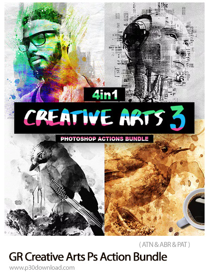 دانلود Graphicriver Creative Arts Photoshop Action Bundle - مجموعه اکشن فتوشاپ با 4 افکت هنری متنوع 