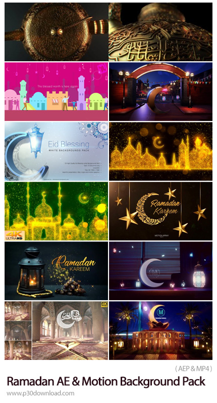 دانلود Ramadan Kereem After Effects And Motion Background Pack 2019 - 11 پروژه آماده افترافکت و بک گ