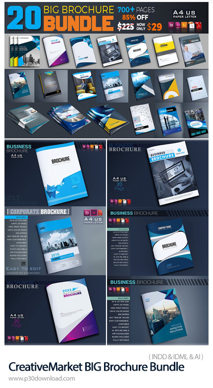 دانلود CreativeMarket BIG Brochure Bundle - مجموعه قالب ایندیزاین بروشورهای تجاری متنوع