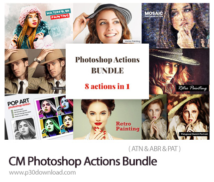 دانلود CreativeMarket Photoshop Actions Bundle - مجموعه اکشن فتوشاپ با 8 افکت متنوع