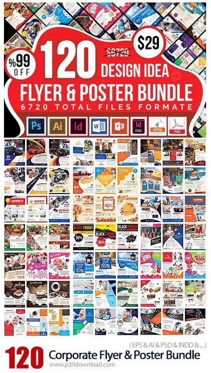دانلود CM 120 Corporate Flyer And Poster Bundle - 120 فلایر و پوستر تجاری متنوع