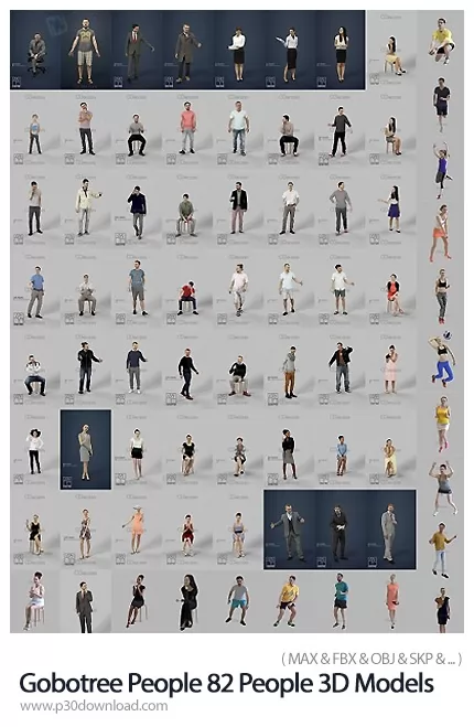 دانلود Gobotree People 82 People 3D Models - 82 مدل آماده سه بعدی مردم، زن و مرد