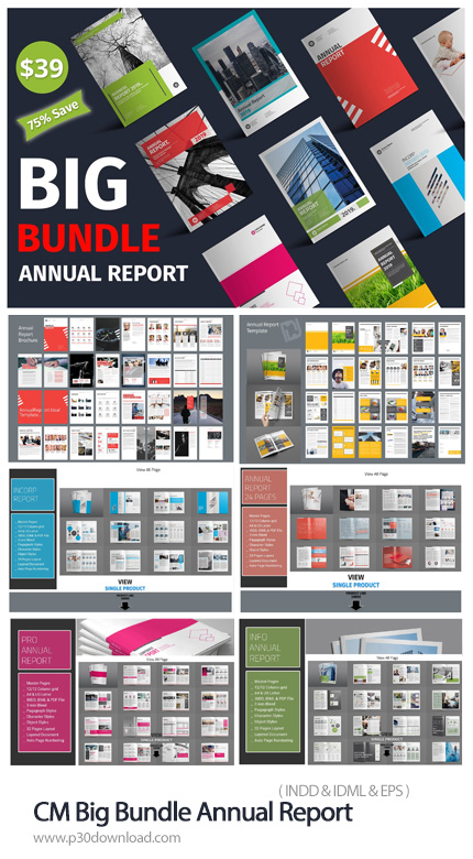 دانلود CreativeMarket Big Bundle Annual Report-1 - مجموعه قالب ایندیزاین بروشور و خبرنامه