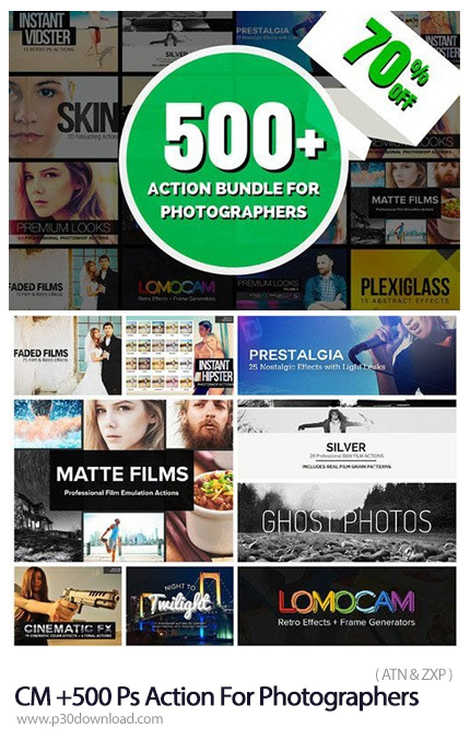 دانلود CM 500+ Photoshop Action Bundle For Photographers - بیش از 500 اکشن فتوشاپ با افکت های متنوع 