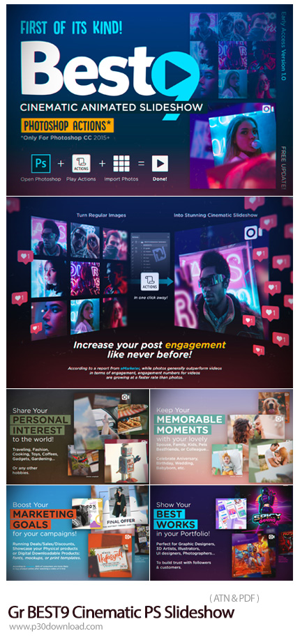 دانلود GraphicRiver BEST9 Cinematic Photoshop Slideshow - اکشن فتوشاپ ساخت اسلایدشو سینمایی
