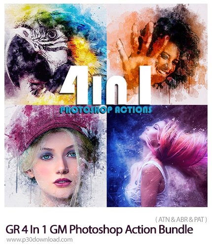 دانلود GraphicRiver 4 In 1 GM Photoshop Action Bundle - مجموعه اکشن فتوشاپ با 4 افکت هنری متنوع