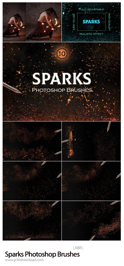 دانلود Sparks Photoshop Brushes - براش جرقه و آتش برای فتوشاپ