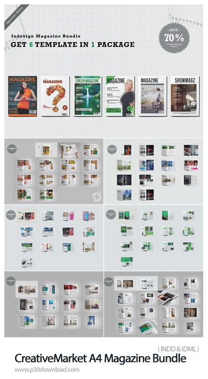 دانلود CreativeMarket A4 Magazine Bundle - مجموعه قالب ایندیزاین مجله های تبلیغاتی متنوع