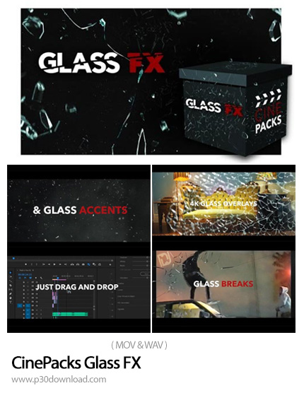دانلود CinePacks Glass FX - مجموعه فوتیج شکستن شیشه، خرد شدن شیشه و ترک خوردن شیشه