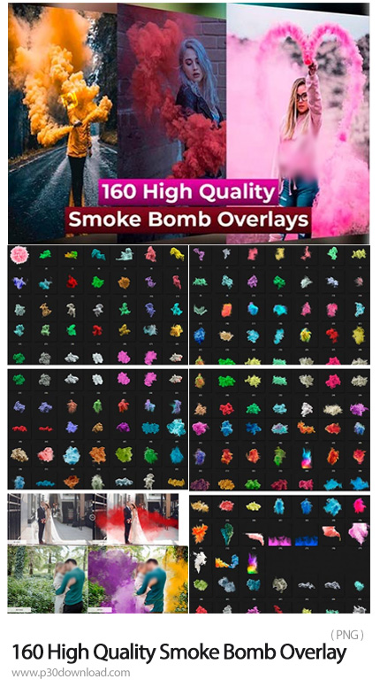 دانلود 160 High Quality Smoke Bomb Overlay - 160 تصویر پوششی بمب دودهای رنگی