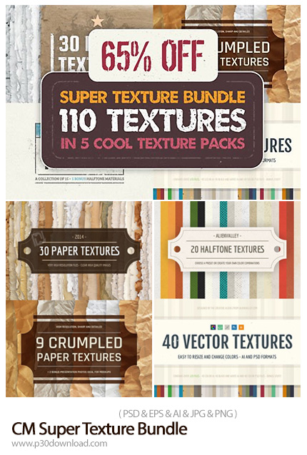 دانلود CreativeMarket Super Texture Bundle - مجموعه تکسچر با طرح های متنوع