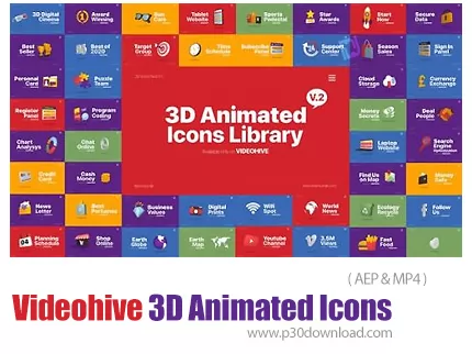 دانلود Videohive 3D Animated Icons Library - پروژه افترافکت آیکون های متحرک سه بعدی