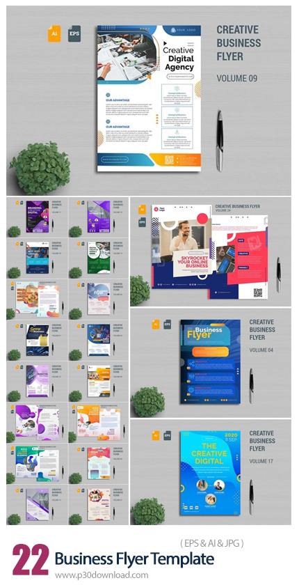 دانلود Business Flyer Template - مجموعه قالب وکتور فلایر های تجاری متنوع