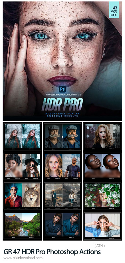 دانلود GraphicRiver 47 HDR Pro Photoshop Actions - اکشن فتوشاپ با 47 افکت حرفه ای HDR برای تصاویر