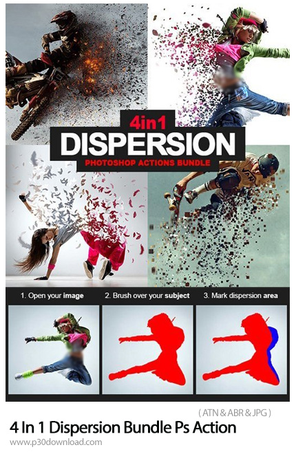 دانلود GraphicRiver Dispersion Bundle Photoshop Action - پک اکشن فتوشاپ با 4 افکت پراکندگی ذرات متنو