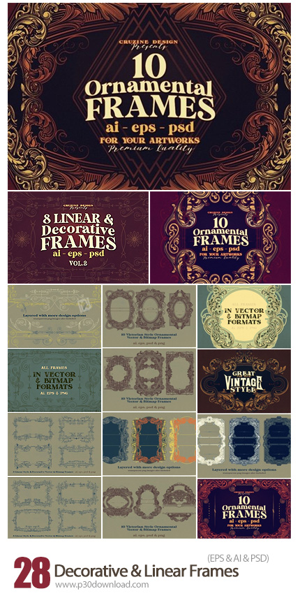 دانلود Decorative & Linear Frames - مجموعه فریم تزئینی با طرح های لوکس
