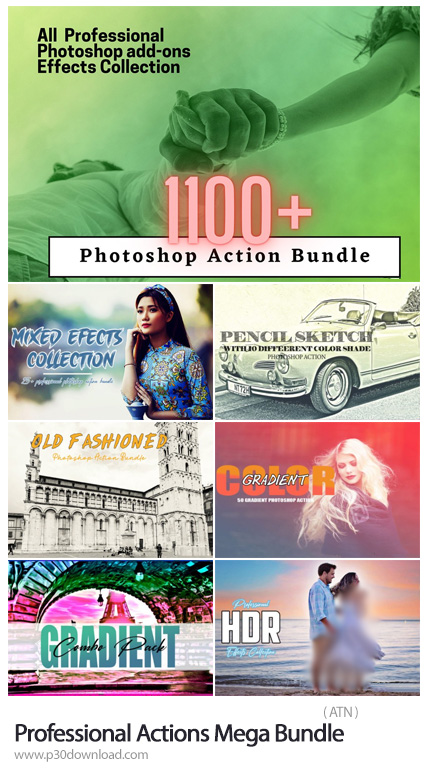 دانلود Professional Actions Mega Bundle - پک اکشن فتوشاپ با بیش از 1100 افکت حرفه ای برای تصاویر
