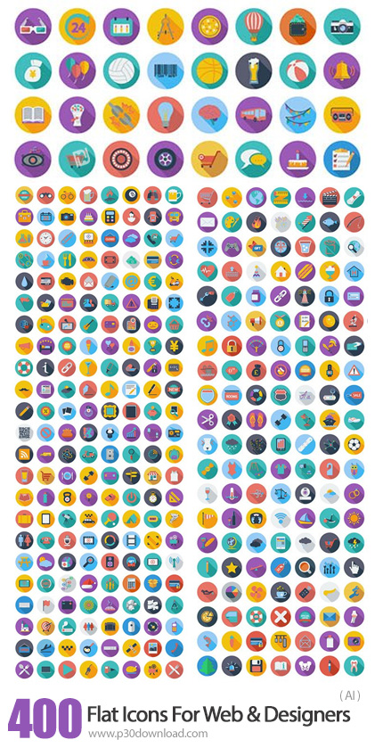 دانلود Flat Icons For Web & Graphic Designers - 400 آیکون فلت برای وب و طراحی گرافیک