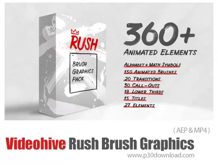 دانلود Videohive Rush Brush Graphics Pack - بیش از 360 المان های متحرک نقاشی در افترافکت